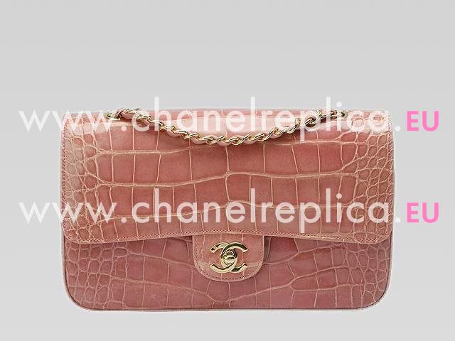 Chanel Real Crocodile Classic Coco Bag Gold Chain Pink A51457