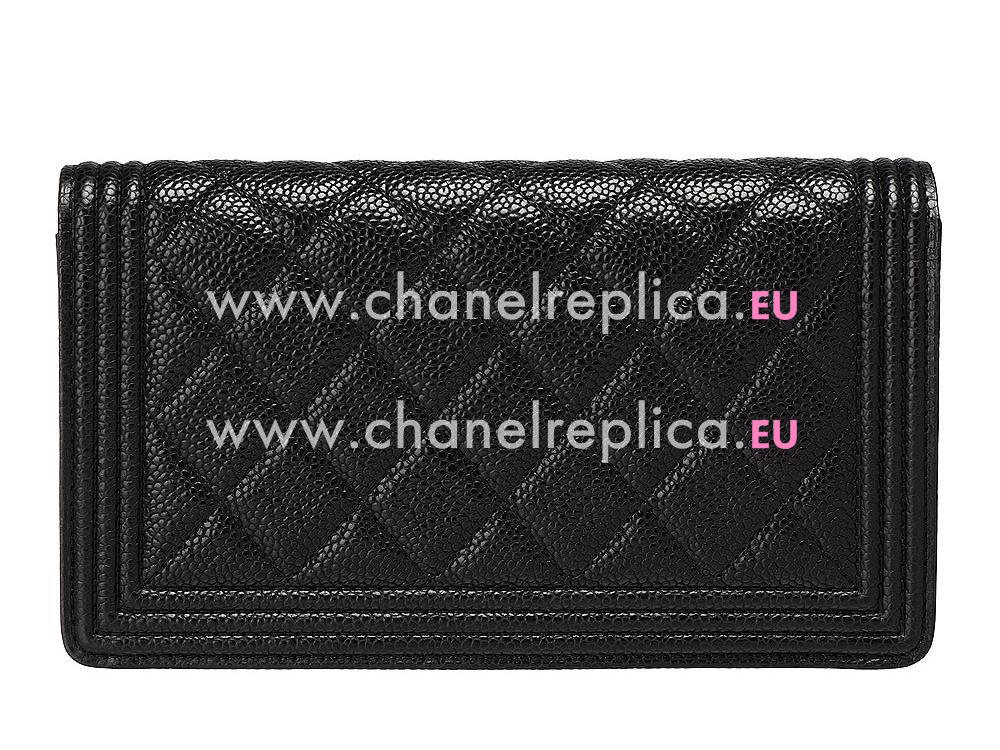 Chanel Caviar Anti-Gold CC long Wallet In Black A54112