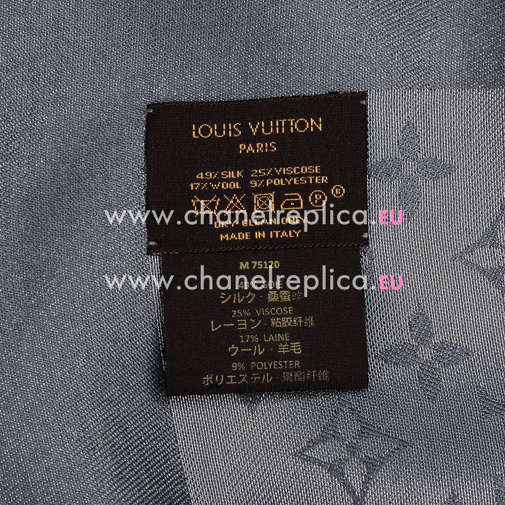 Louis Vuitton Classic Mongram Silk Wool Shawl Charcoal grey M74120