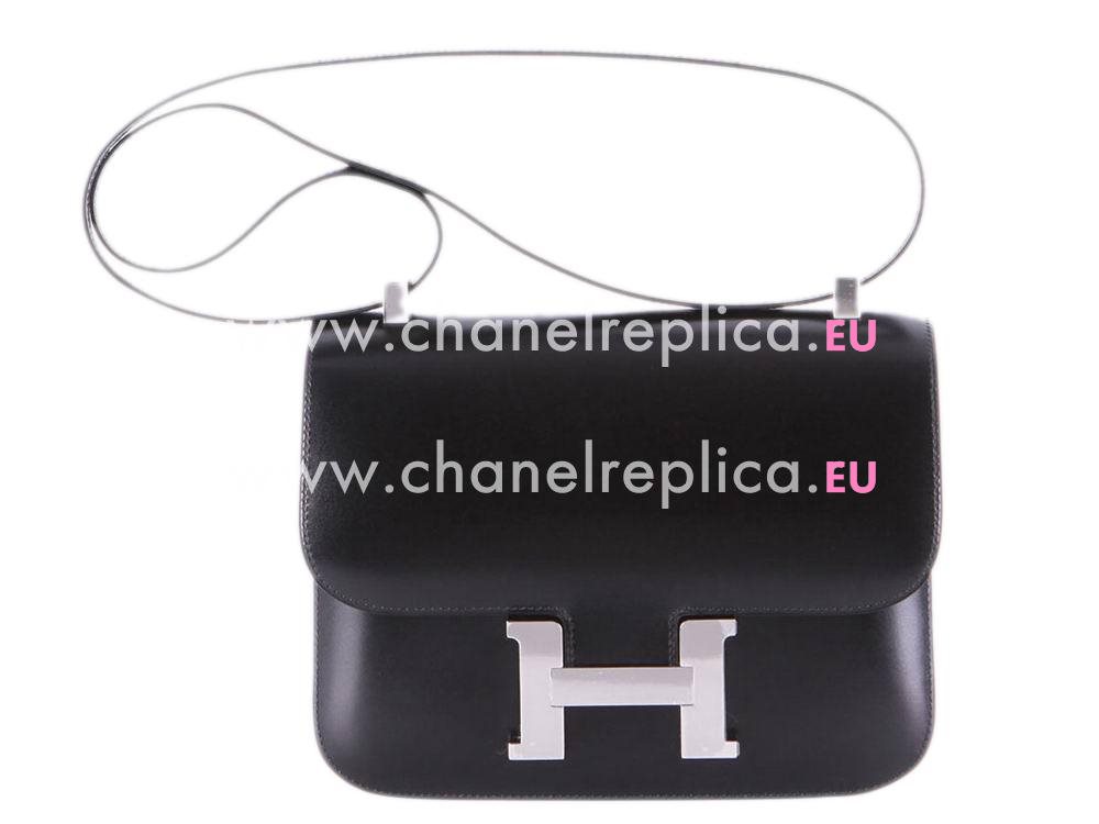 Hermes Box Leather Constance Bag Micro Mini Black(Silver) H86558