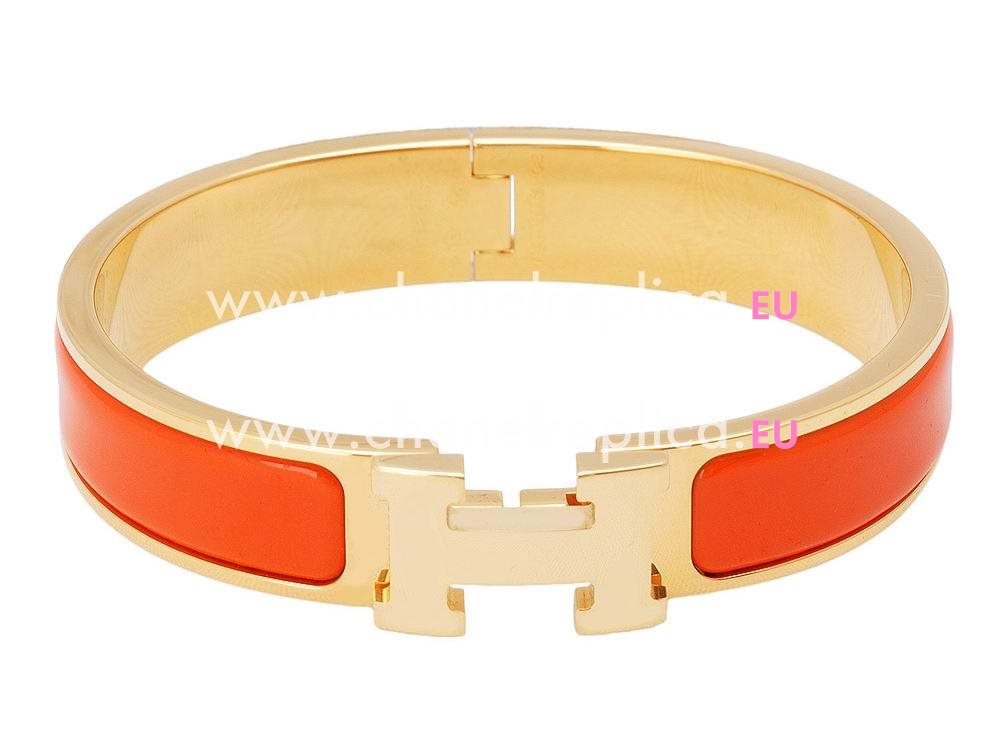 Hermes Click H Logo Enamelled Bracelet Orange Gold H46988