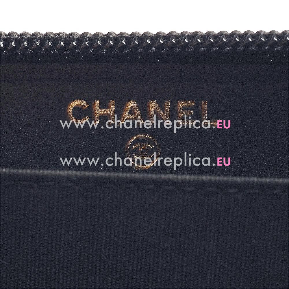 hanel Caviar Leather CC Logo Wallet Black C616B77