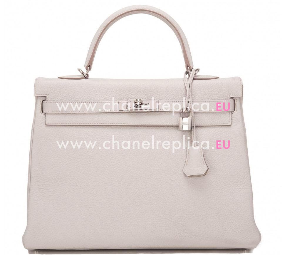 Hermes Gris Perle Kelly 35cm of Clemence Leather With Palladium Hardware HK1035BSD