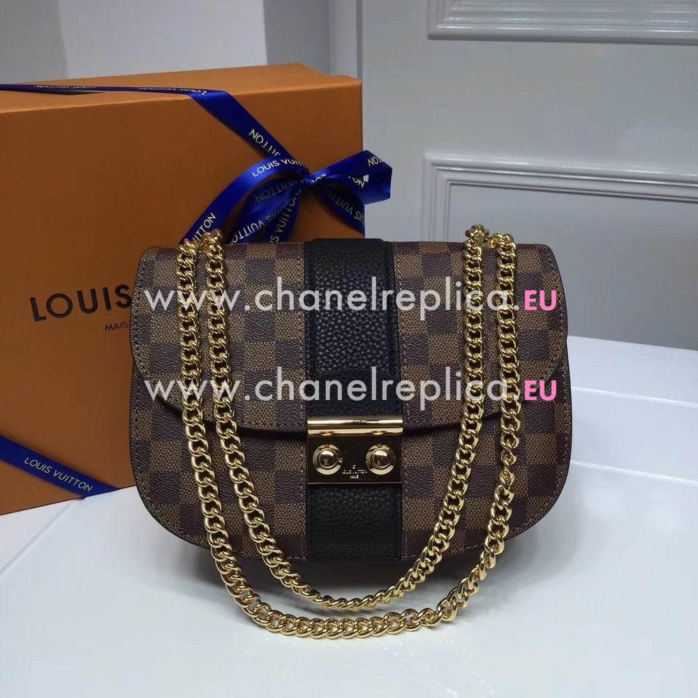 Louis Vuitton Wight Coated Damier Ebene Canvas Gold Chain Bag N64419