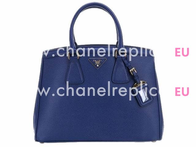 Prada Saffiano Lux Triangle Logo Cowhide Bag Dark Blue PR44234