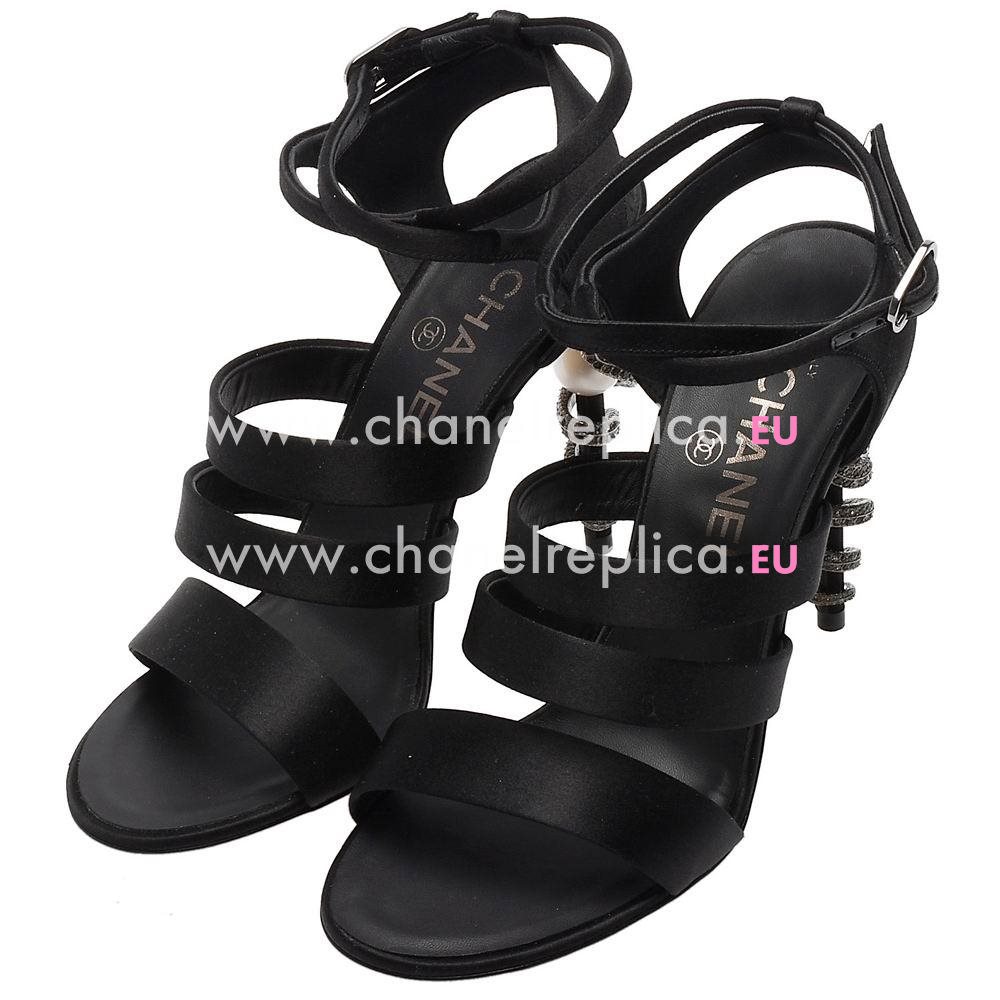 Chanel Calfskin High-heeled Shoes Black C7030108