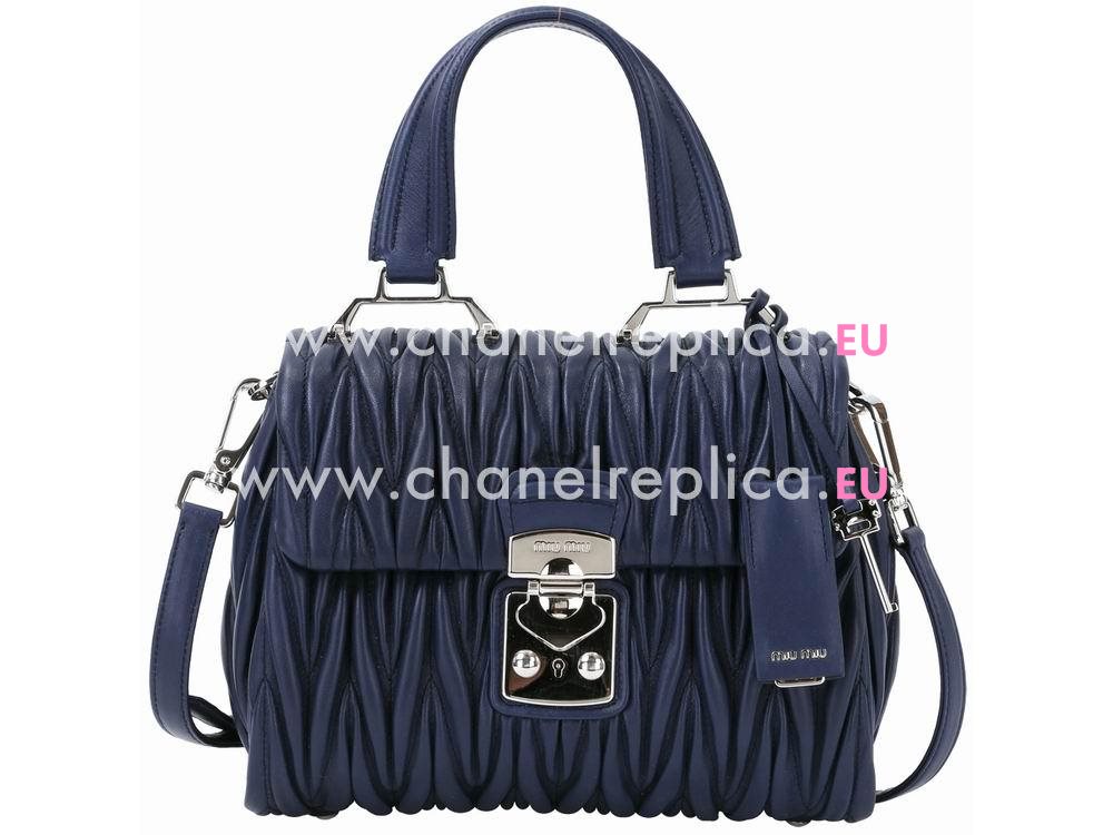 Miu Miu Large Matelasse Lux Nappa Bag Blue MI54768