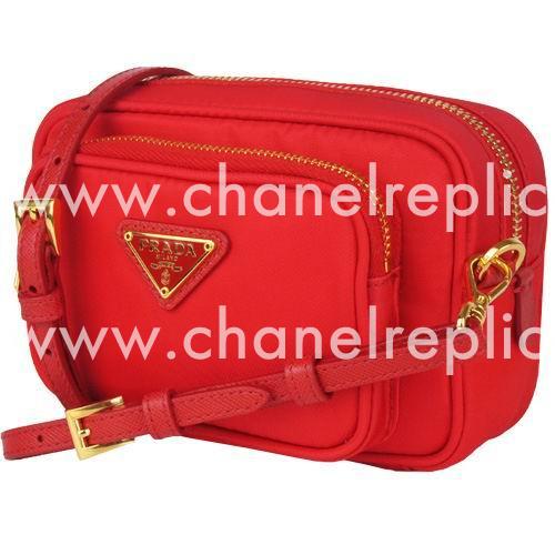 Prada Borchie Triangle Logo Nylon Mini Size Bag Red PR5954270