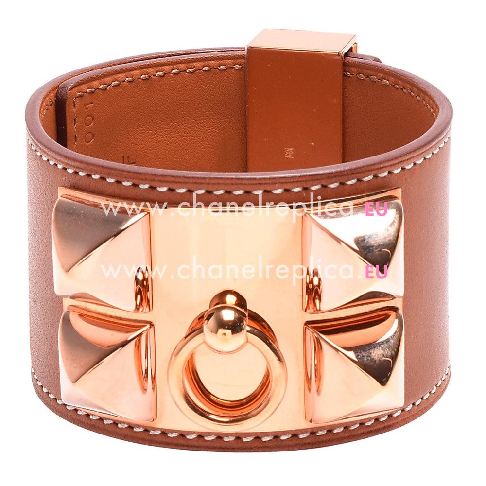 Hermes Collier de chien Swift Leather Bracelet Brown H7022009