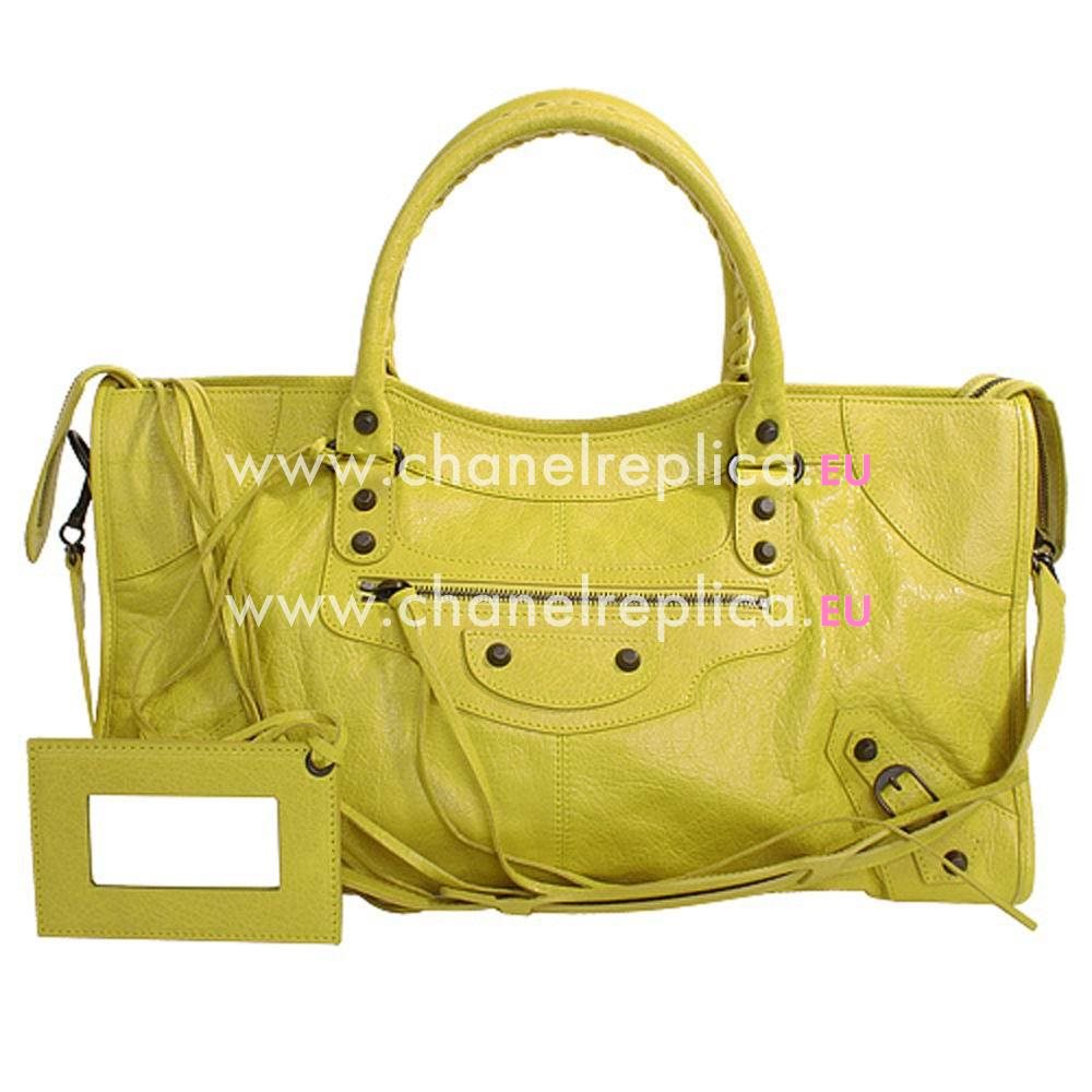 Balenciage Part Time Calfskin Aged Brass hardware Bag Lemon Yellow B2055089