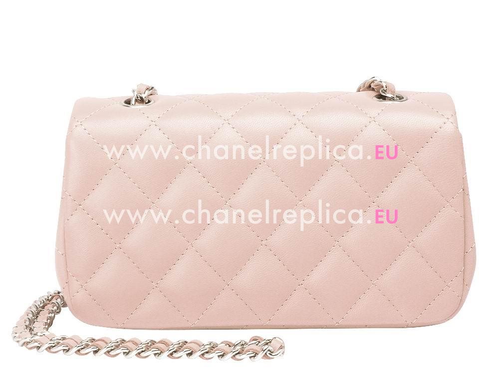 Chanel Lambskin Mini Coco Flap Bag Silver Chain Light Pink A52277