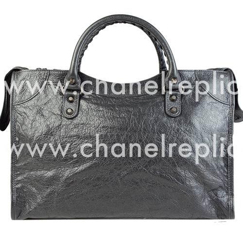 Balenciage City Lambskin Silvery hardware Classic Bag Deep Gray B2054986