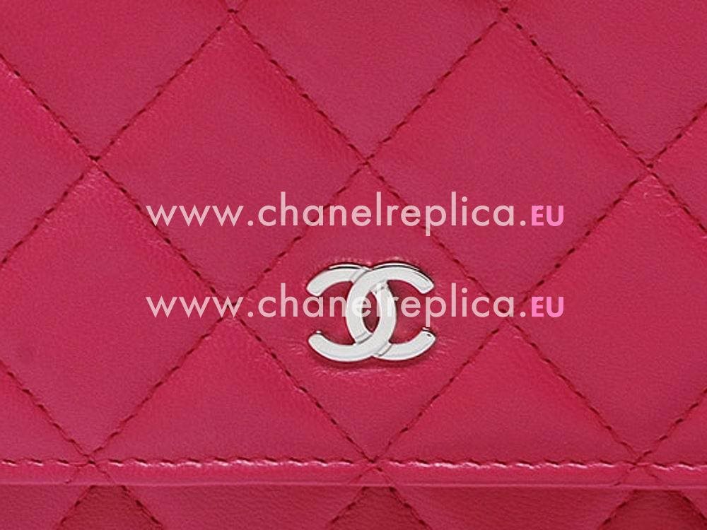 Chanel Lambskin Silver Chain Woc Bag Hot-Pink A51258