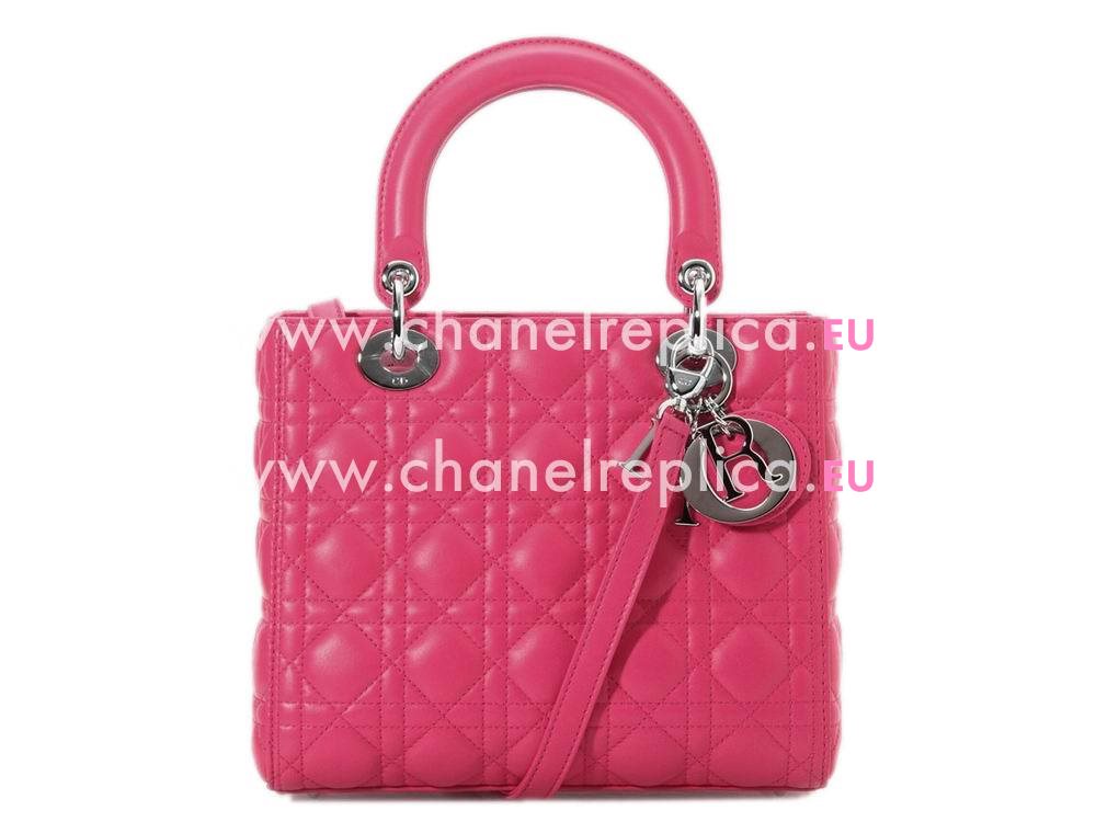 Dior Lady Dior Lambskin Bag Hot Pink D2889