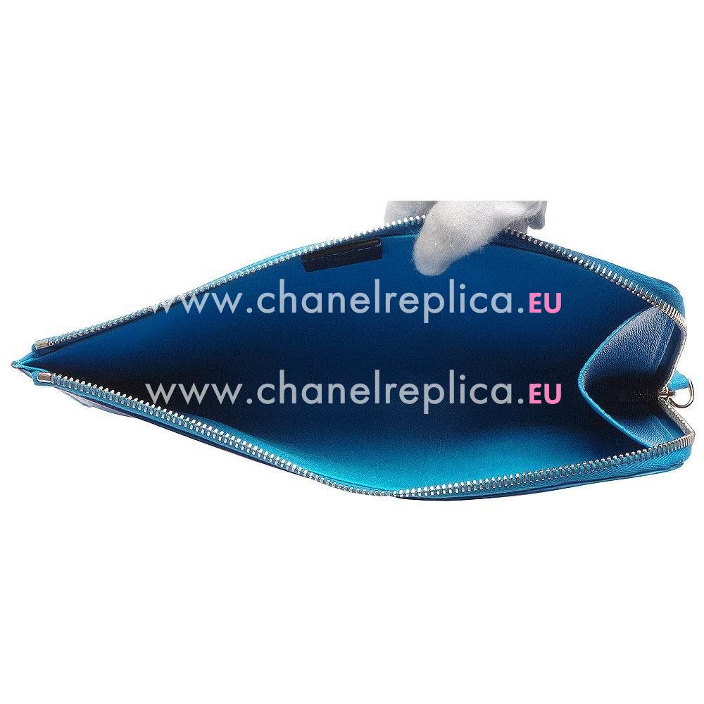 FENDI Monster Crayons Eye Cowhide Leather Handle Bag Blue F1548720