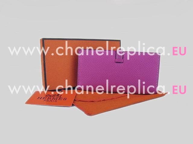 Hermes Dogon Clemence Leather Wallet Peach Red H0005G