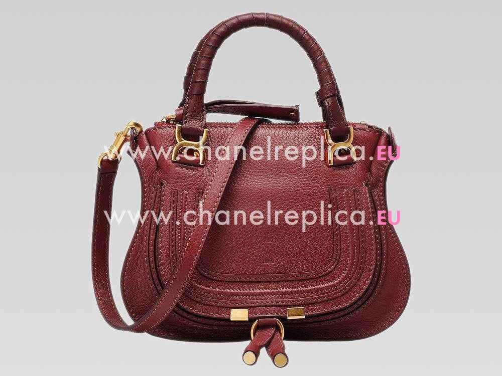 CHLOE Marcie Calfskin Double Handle Bag Maple-leaf Red C471520