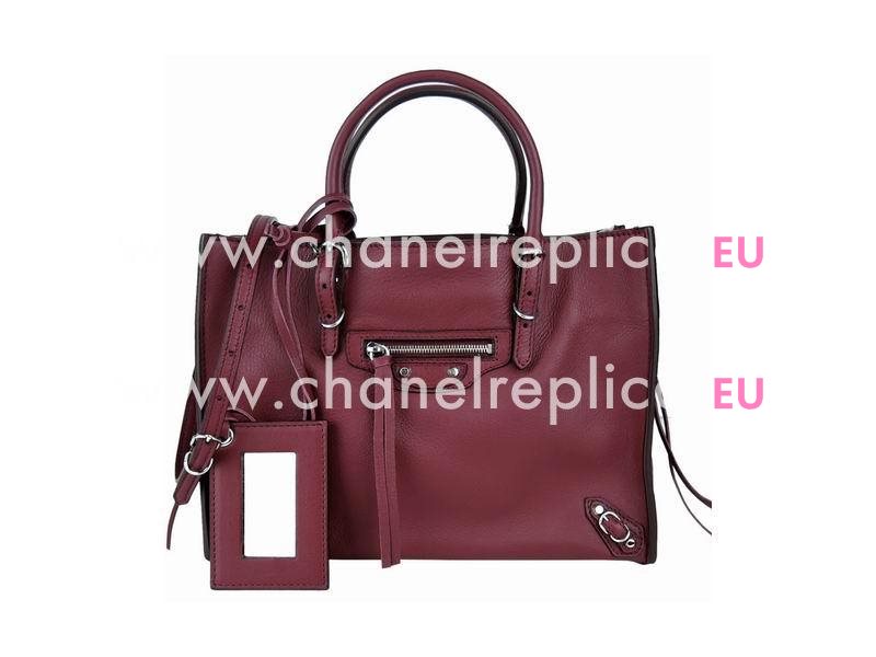 Balenciage Pomple Lambskin Silvery hardware Bag Burgundy B20558072