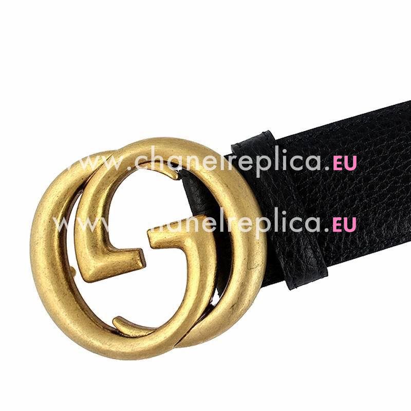Gucci Retro Anti-Gold GG Buckle Black Cowhide Belt 474347CAO0T
