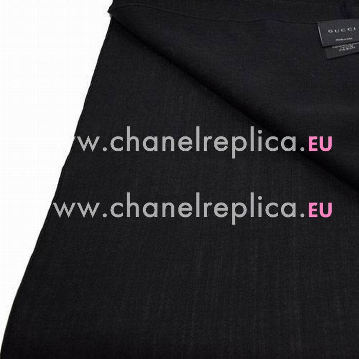 Gucci Classic GG Logo Wool Scarf Black G6111120