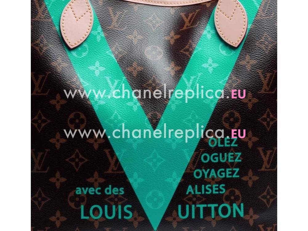 Louis Vuitton Monogarm Canvas V Neverfull MM Turquoise M41601