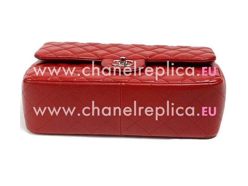 Chanel Caviar Jumbo Double Flap Bag Bright Red(Silver) A58600BLR