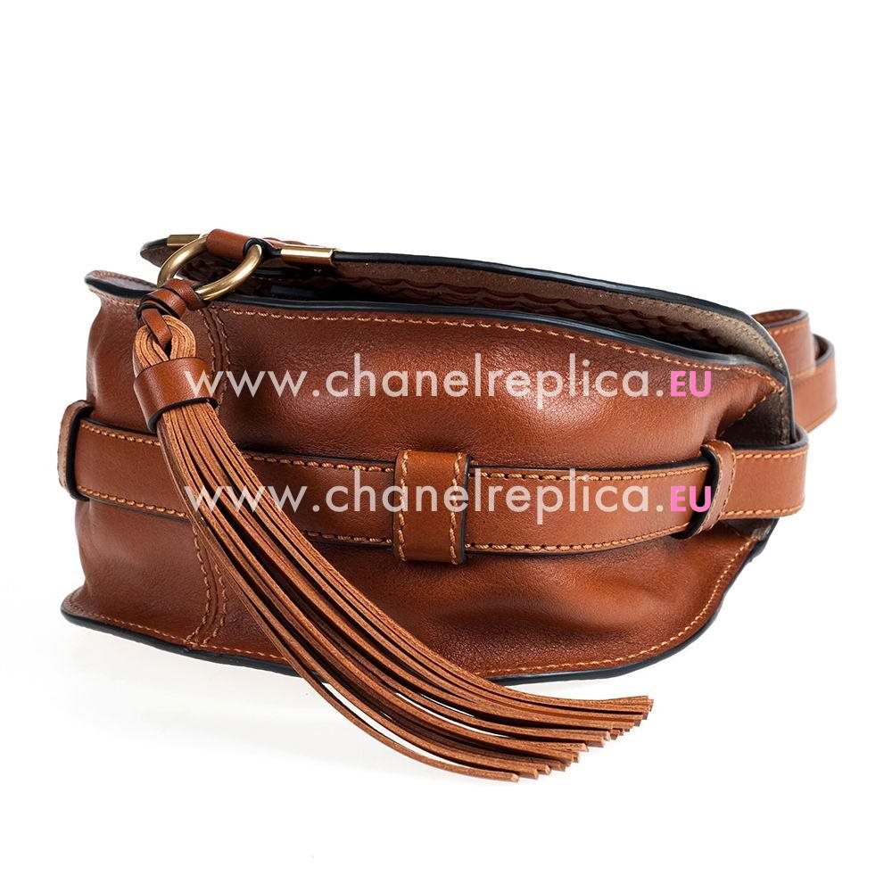 CHLOE Marcie Calfskin Weave Mini Roundness Saddle Bag Coffee CL7040510