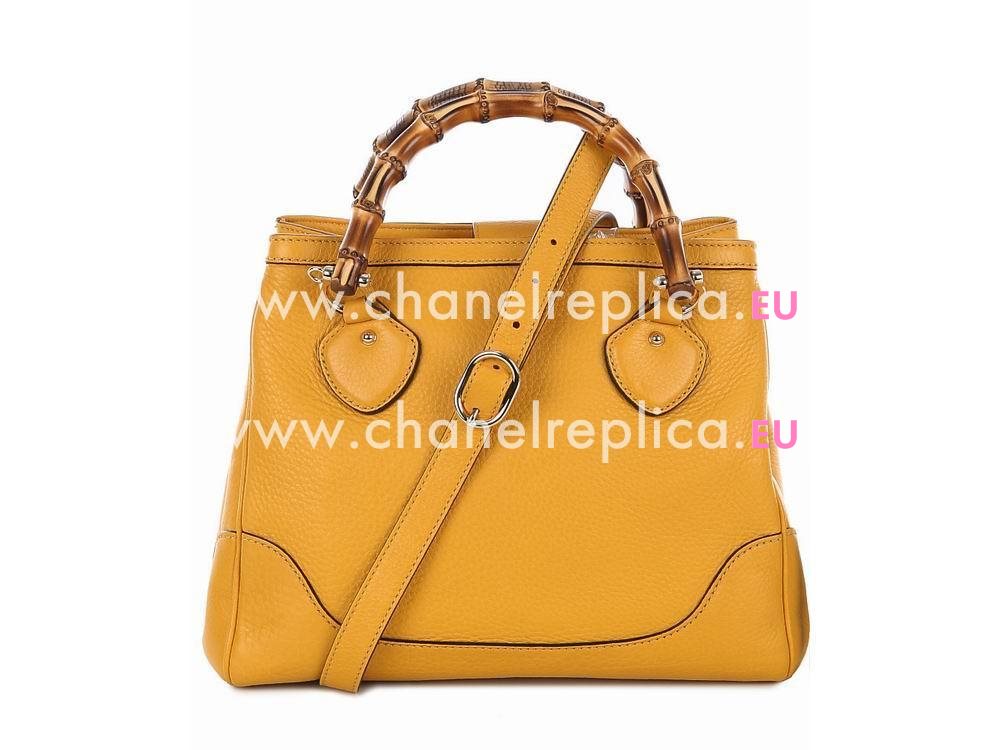 Gucci Bamboo Calfskin Handle Bag In Yellow G308360