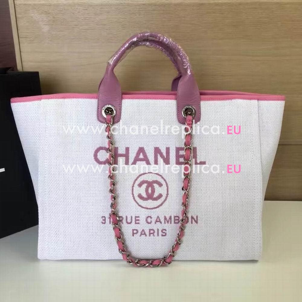 Chanel Denim Canvas Weave Shopping Beach Bag White C7032901
