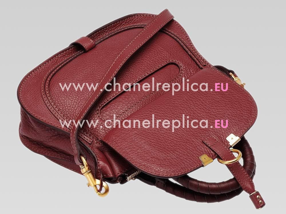 CHLOE Marcie Calfskin Double Handle Bag Maple-leaf Red C471520