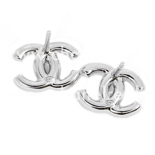 Chanel Double CC Logo Metal/Crystal Earring Silver FD072485