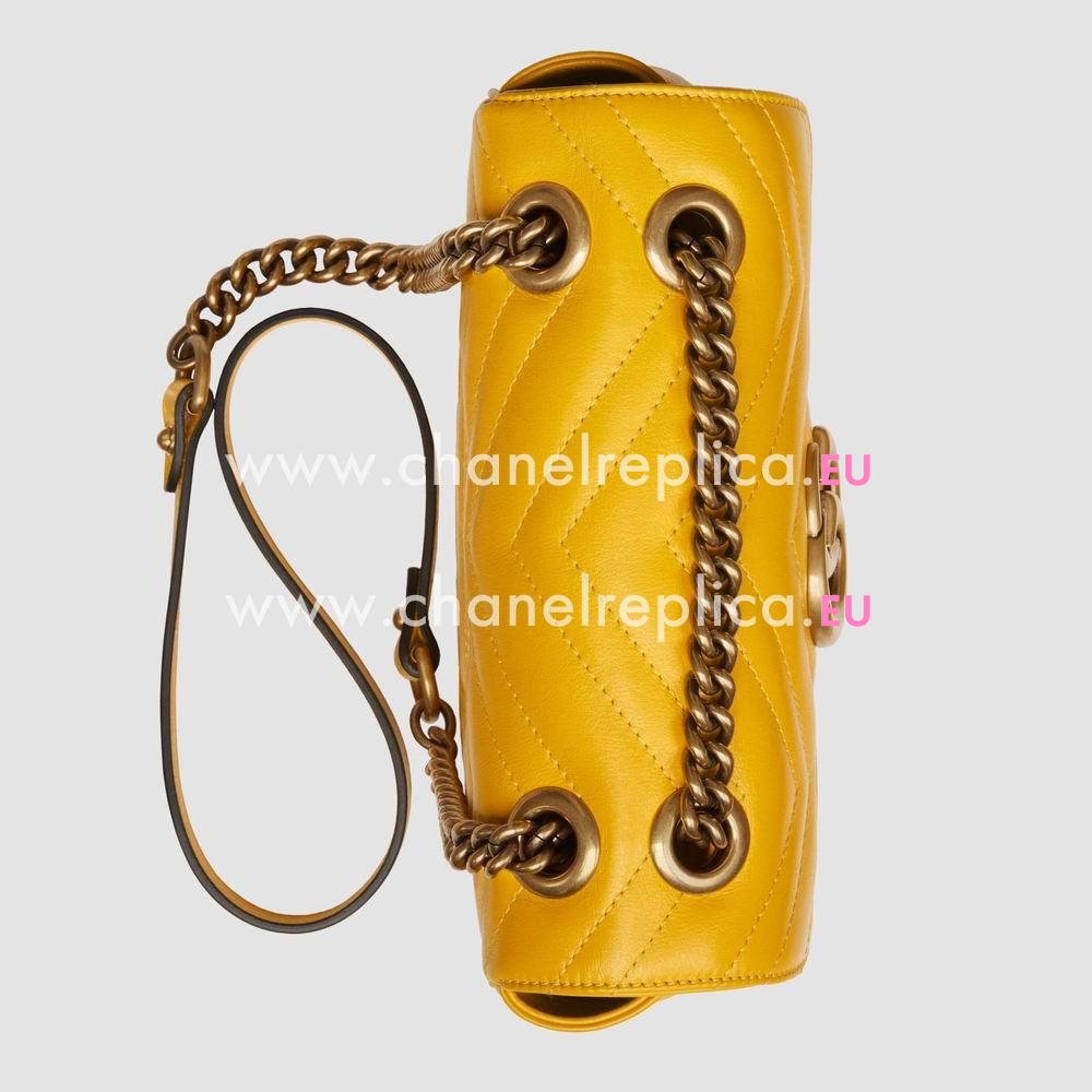 Gucci Marmont Matelasse Chevron Leather Shoulder Mini Bag Yellow 446744 DRW3T 7223