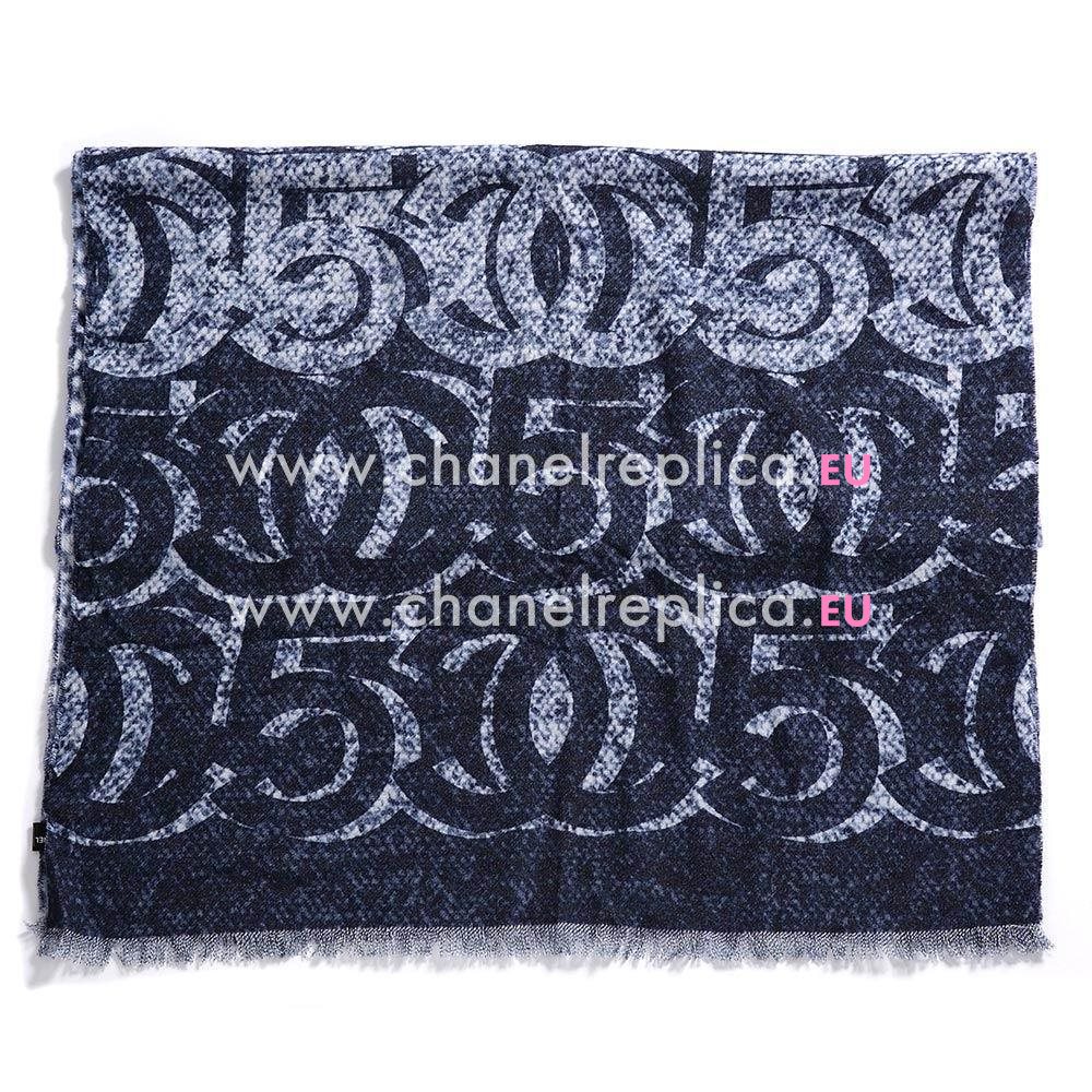 CHANEL Classic CC Logo Cashmere Scarf In Deep Blue C7011301