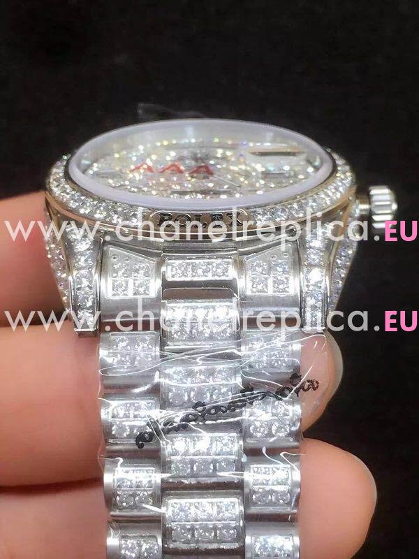 2017 Men Rolex Silvery Day-Date President Full Diamond 18037