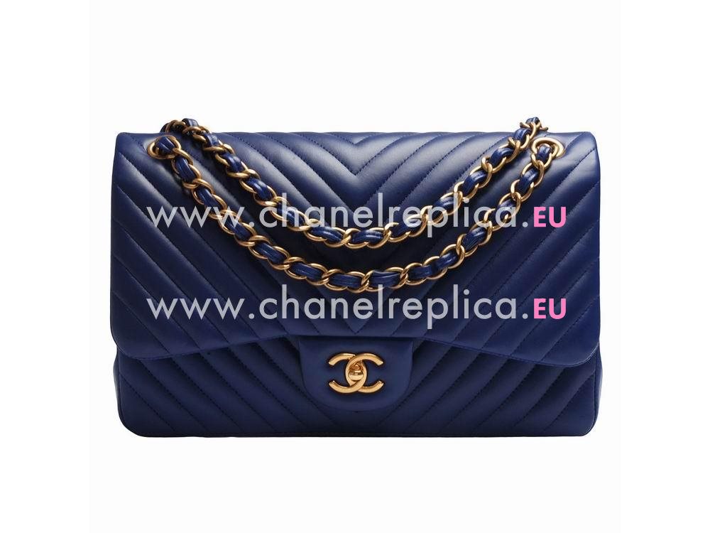 Chanel Chevron Boy Shopping Bag Electric Arc Lighting Blue A599358