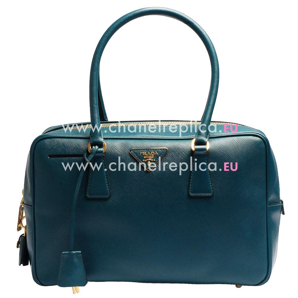 Prada Saffiano Leather Triangle Logo Bag Lake Blue PR588557