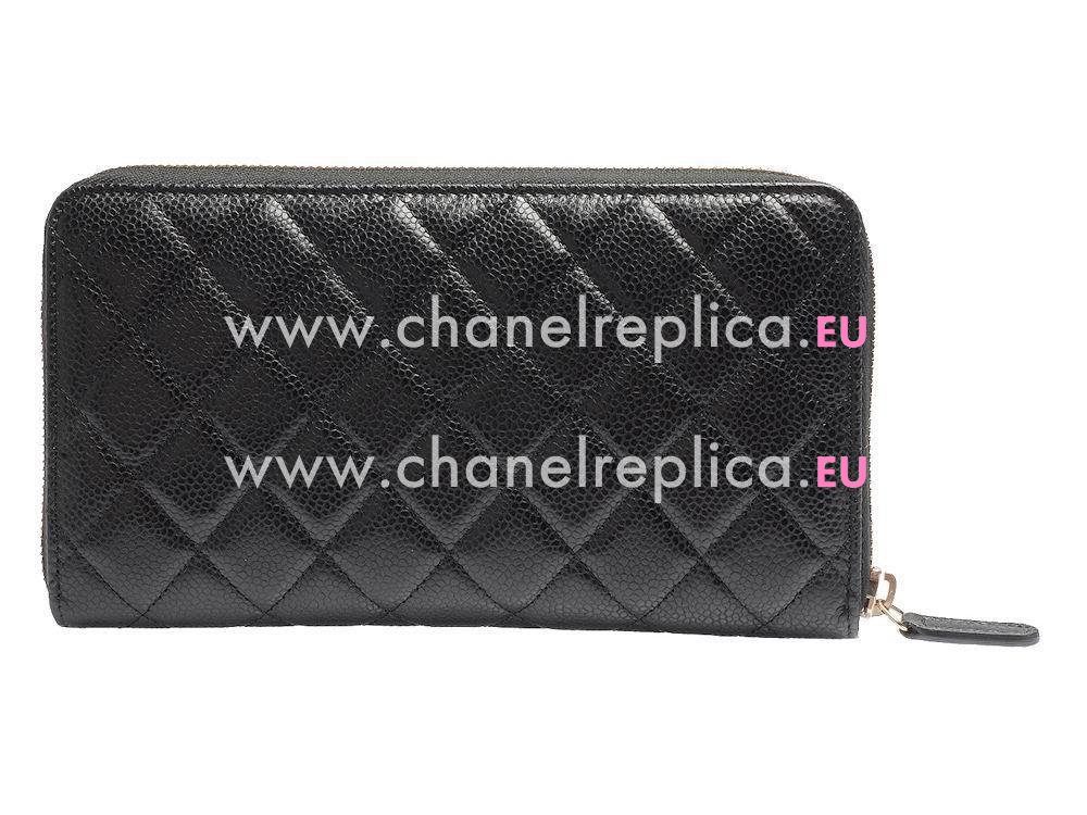 Chanel Caviar Gold CC Zippy Wallet Black A888150