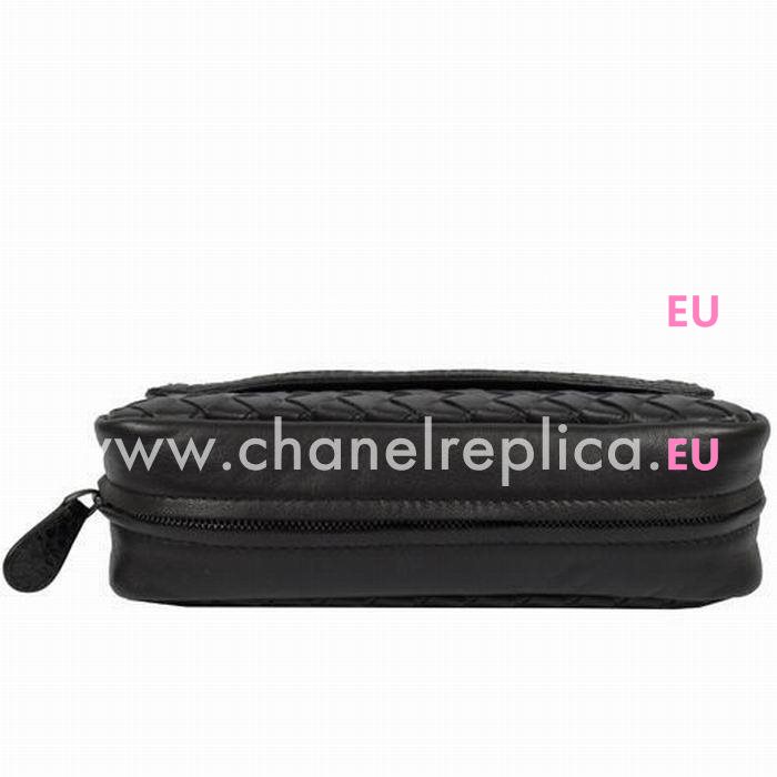 Bottega Veneta Nappa Leather Woven Shoulder Bag Black BV7061506