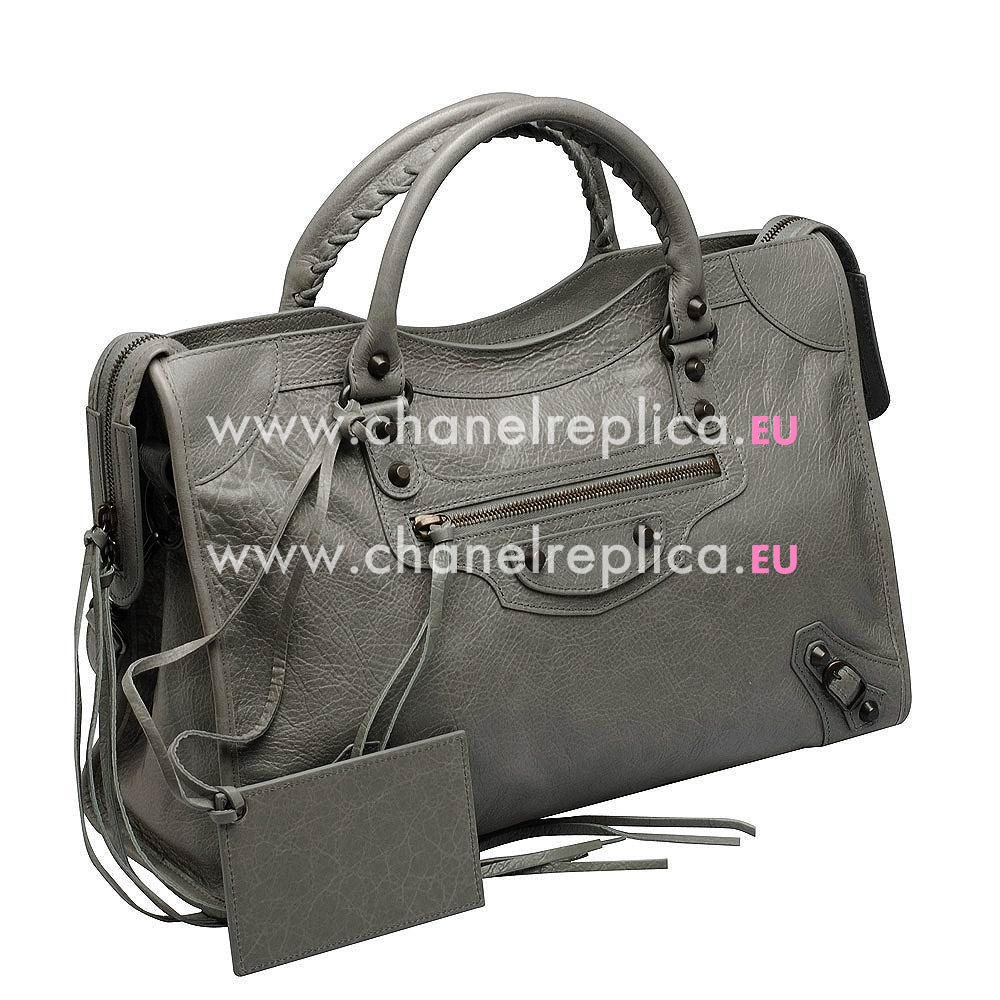 Balenciage City Lambskin Aged Brass hardware Classic Bag Gray B2055001