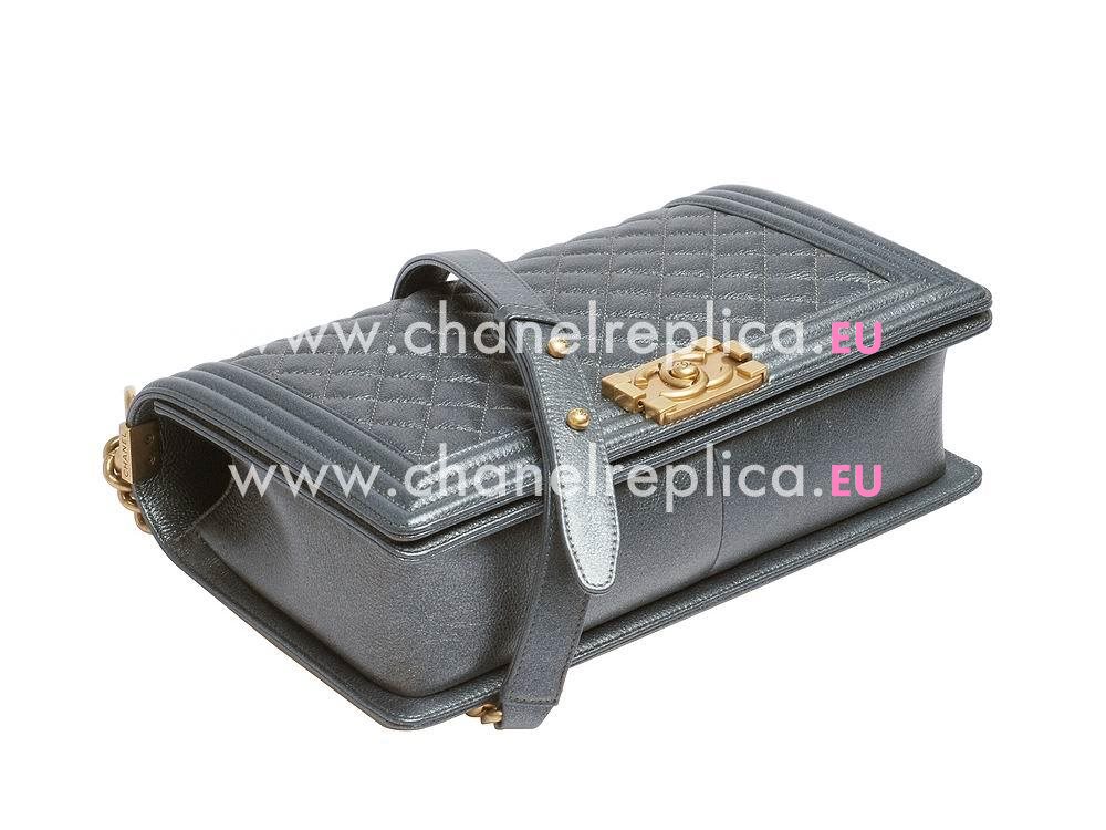 Chanel Caviar Reissue 28cm Boy Bag Gold Iron Blue-gray A56802