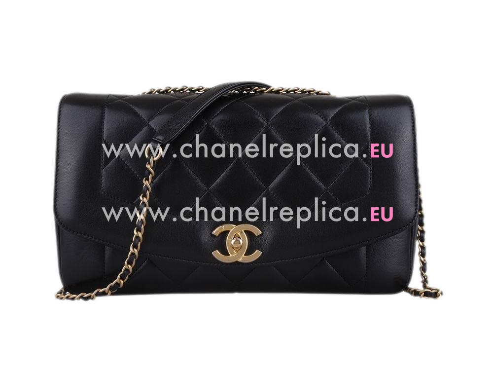 Chanel Lambskin Jersey Flap Bag In Black Gold Chain A92735