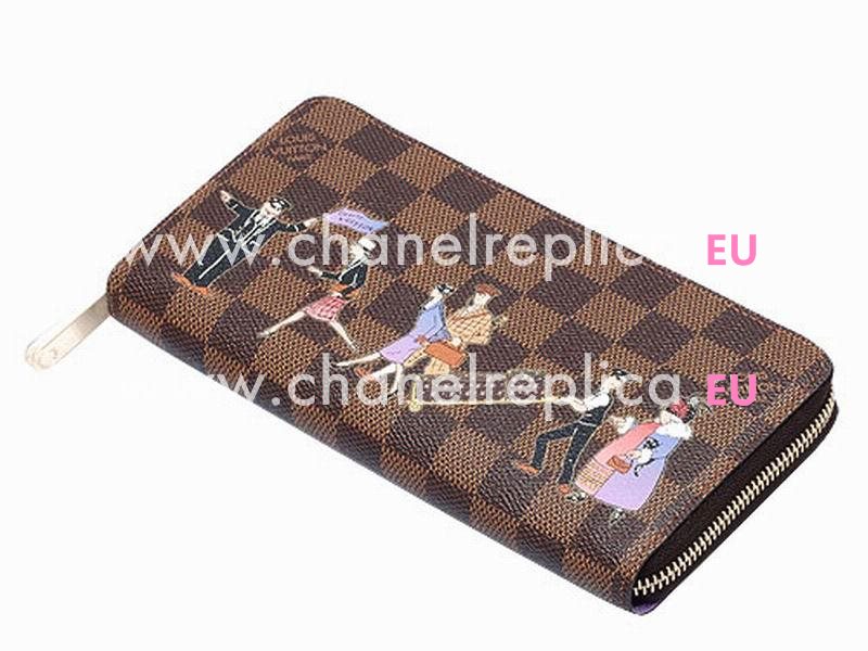 Louis Vuitton Damier Ebene Canvas Zippy Wallet Illustre N63004