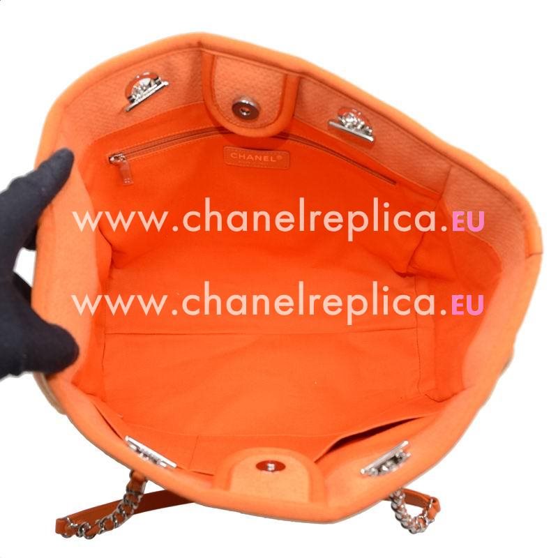 Chanel Canvas Deauville Chain Shoulder Tote Bag Orange A67001CLORN
