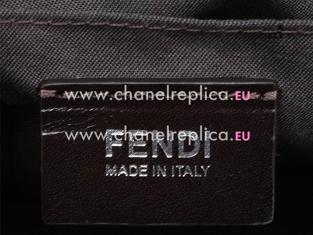 FENDI Classic FF Logo PVC Messenger Bag In Brown FE484146