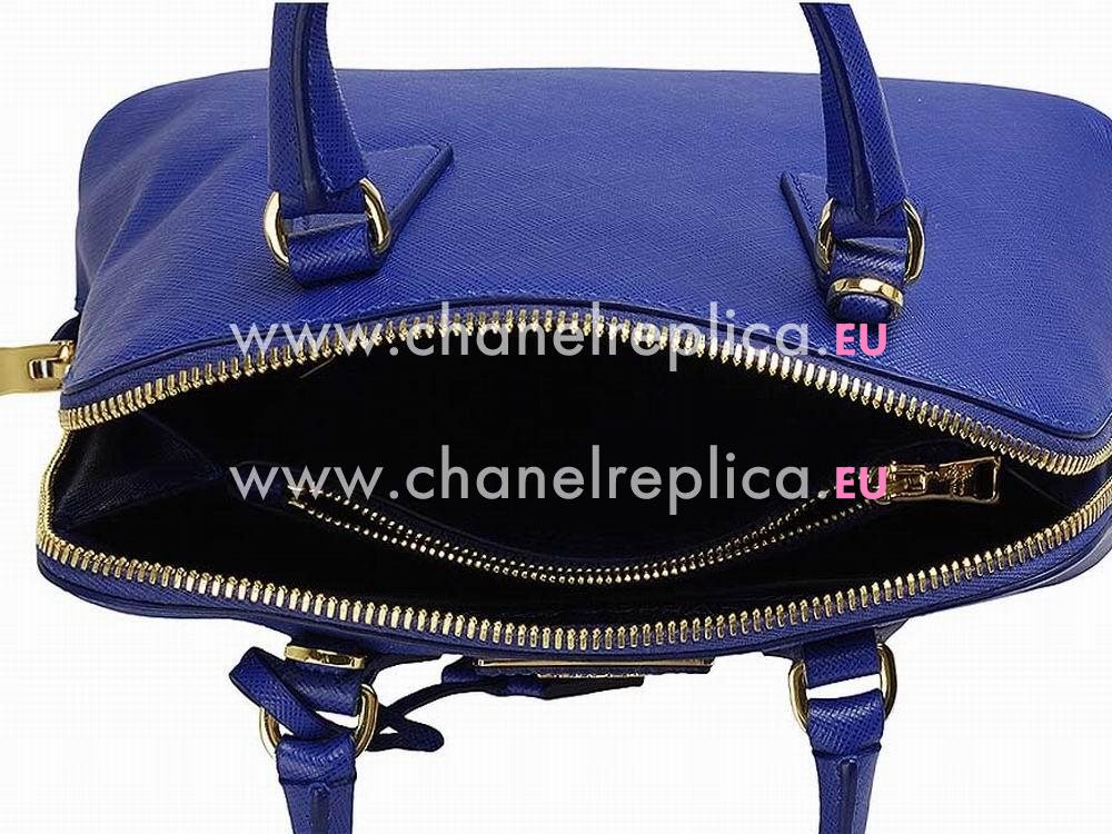 Prada Saffiano Lux Scratch Resistant Calfskin Handbag Blue P53311