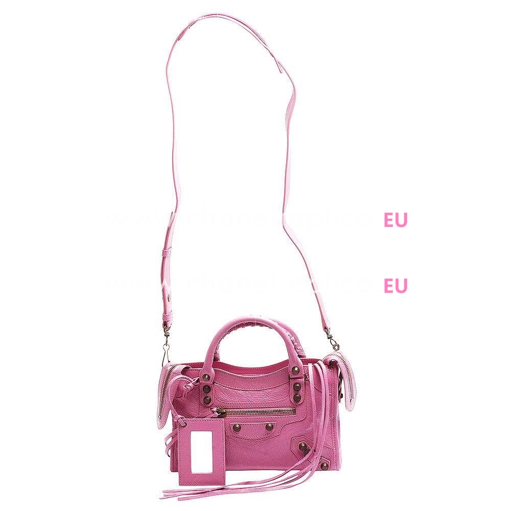 Balenciage City Lambskin Aged Brass hardware Classic Mini Bag Pink Purple B2055053