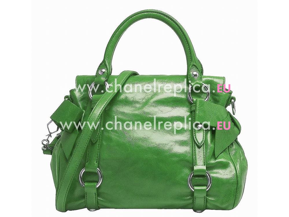 Miu Miu Vitello Lux Calfskin Bow Bag Green MU5665