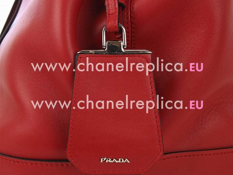 Prada Secchiello City Triangle Logo Calfskin Tassels Noe Red PR53699