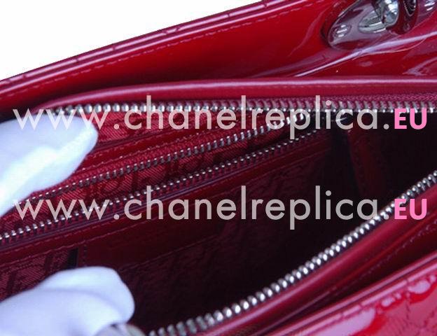 Dior Lady Dior Cannage Patent Leather In Red D3496