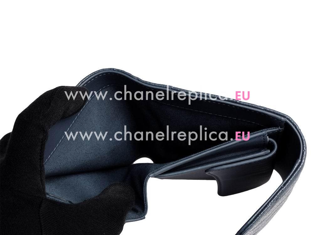 Chanel Caviar Silver CC Long Wallet In Blue C31506-BS